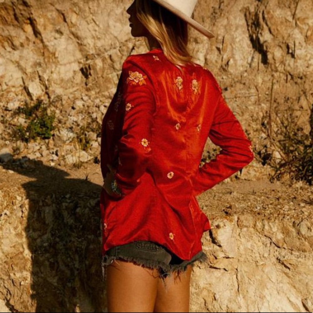 SOLD💫 Chasing Unicorns The Weight : Silk Embroidered Blazer sz S - Picture 3 of 16